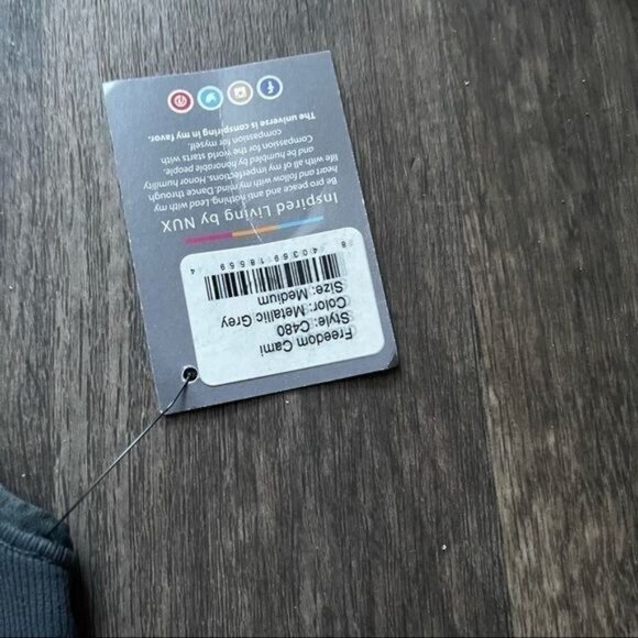 NUX Metallic Grey Athletic Top "Freedom Cami" Size M - Picture 2 of 6